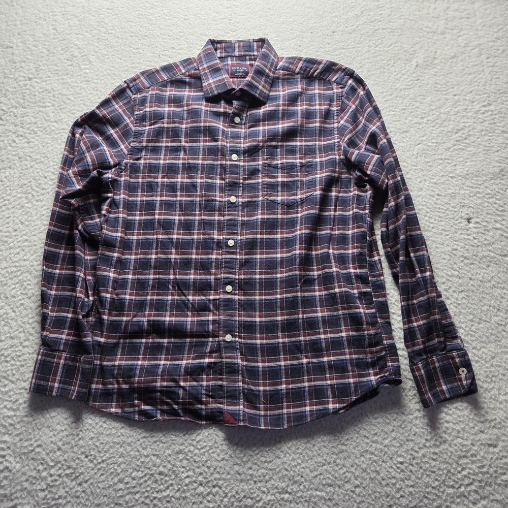 UNTUCKit Shirt Mens Medium Blue Plaid Hilcot Flannel Long Sleeve Button-Up